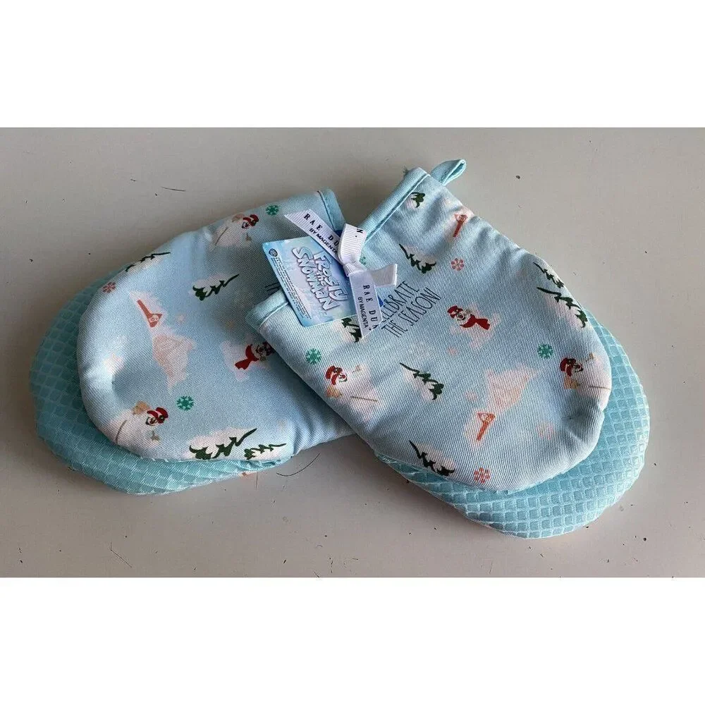 2 Pack Rae Dunn‎ Oven Mitts Frosty The Snowman Celebrate The Season Holiday NEW